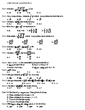337 câu hỏi trắc nghiệm Giải tích 12